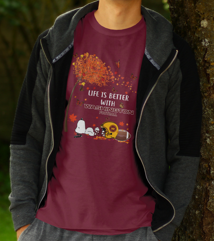 Life Is Better With My Washington Football Team Autumn Snoopy T-Shirt