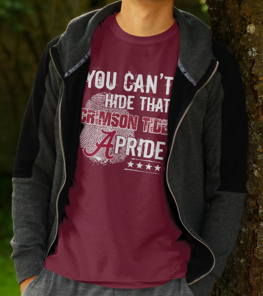 You Can't Hide That Crimson Tide Pride Alabama A Fingerprint Stars T-Shirt