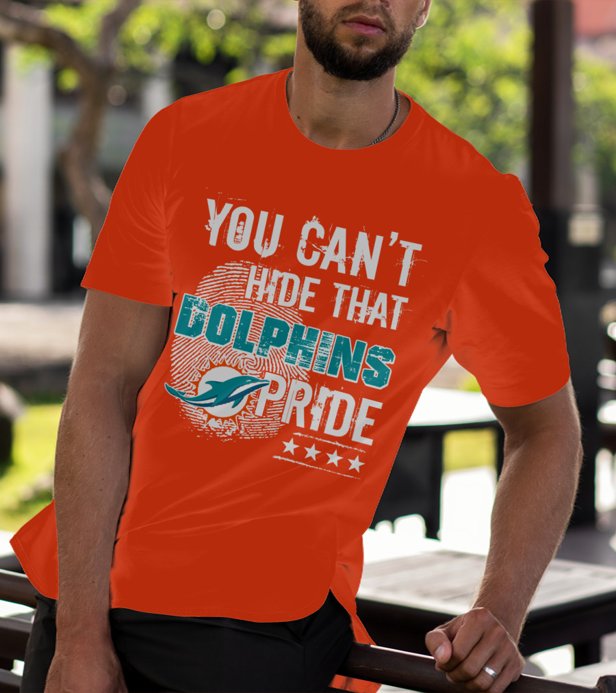 You Can't Hide That Dolphins Pride Miami Football Fans Logo Fingerprint Stars T-Shirt