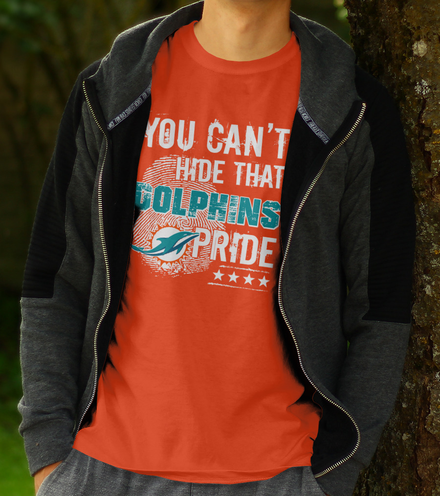 You Can't Hide That Dolphins Pride Miami Football Fans Logo Fingerprint Stars T-Shirt
