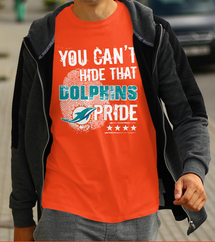 You Can't Hide That Dolphins Pride Miami Football Fans Logo Fingerprint Stars T-Shirt