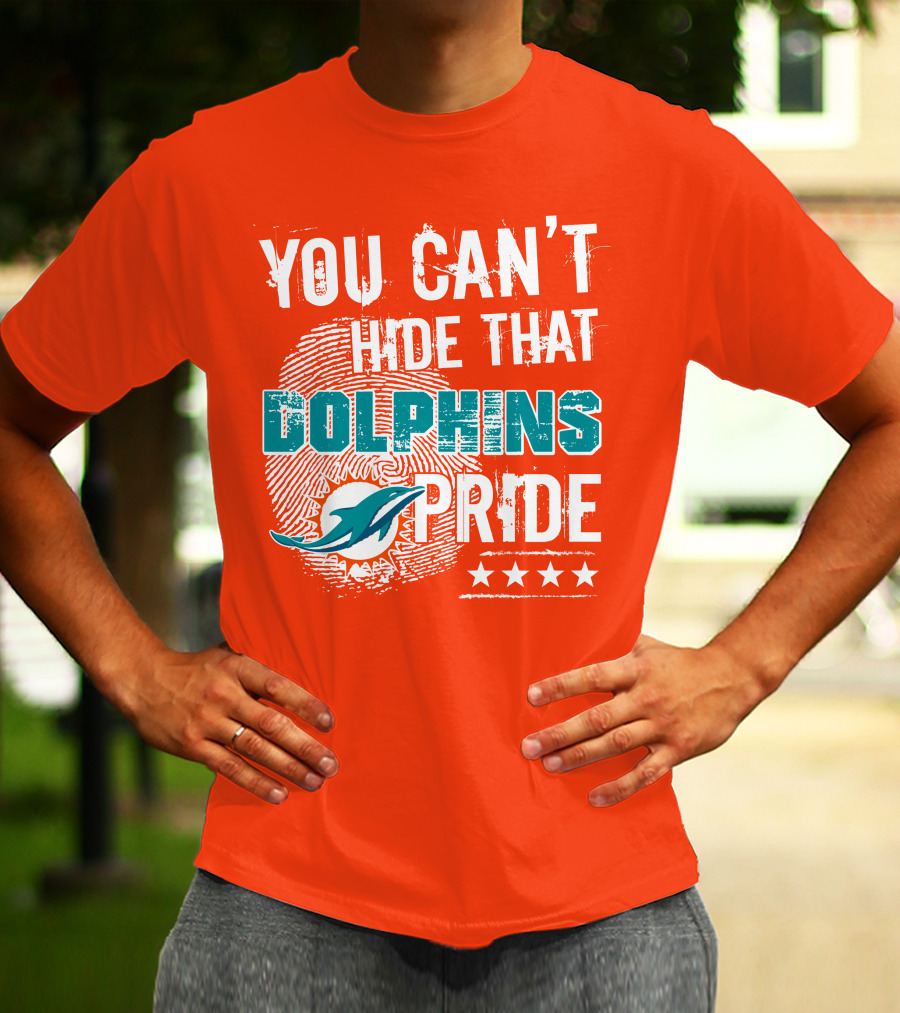 You Can't Hide That Dolphins Pride Miami Football Fans Logo Fingerprint Stars T-Shirt