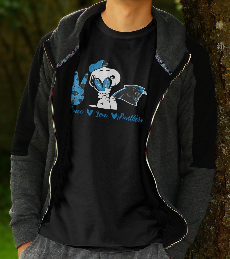 Peace Love Panthers Snoopy Carolina Panthers T-Shirt