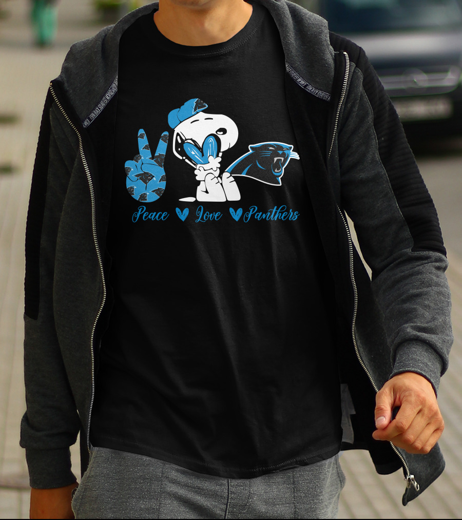 Peace Love Panthers Snoopy Carolina Panthers T-Shirt