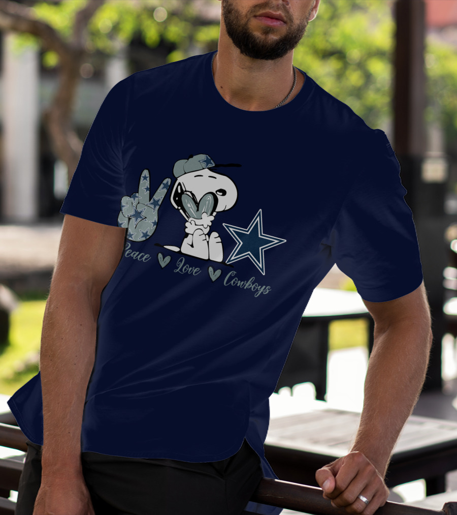 Peace Love Cowboys Snoopy Dallas Cowboys T-Shirt