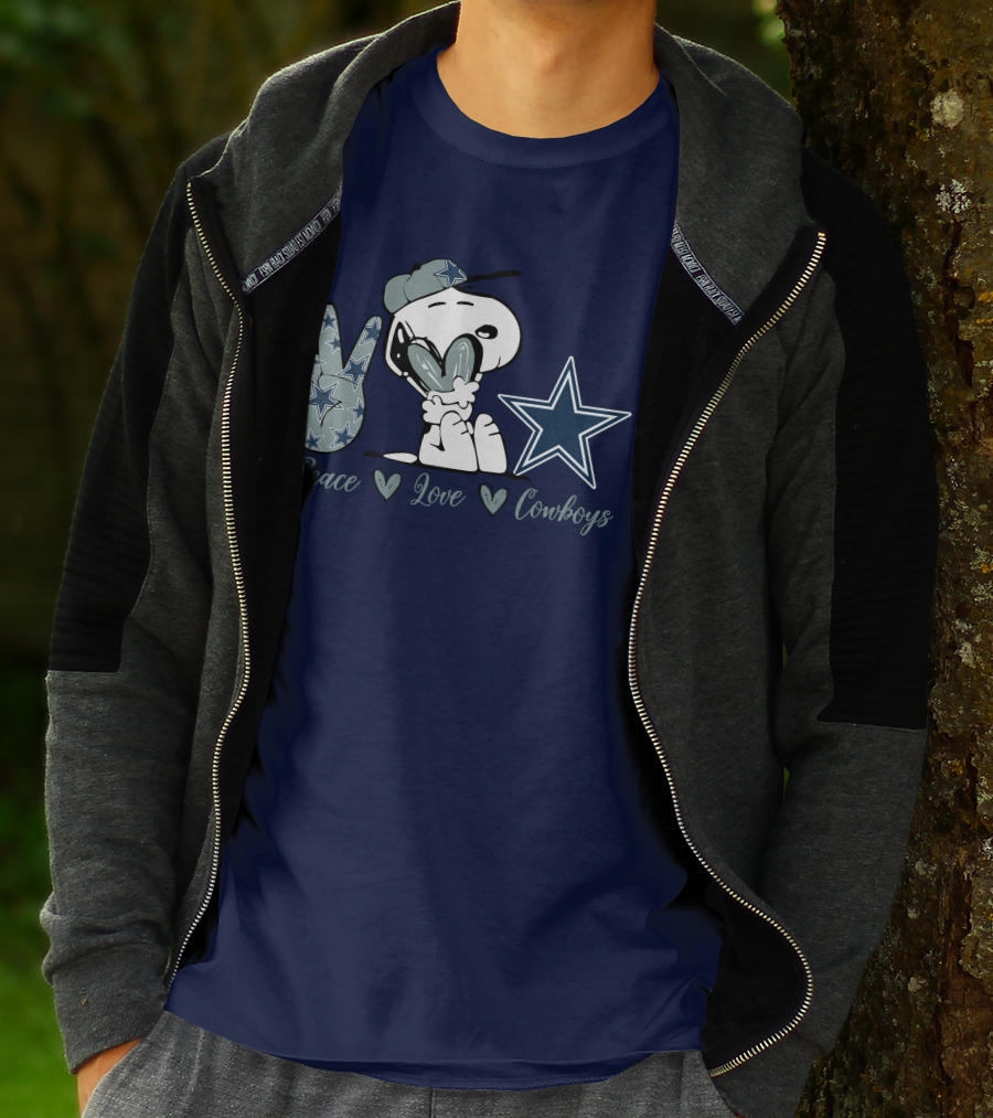 Peace Love Cowboys Snoopy Dallas Cowboys T-Shirt