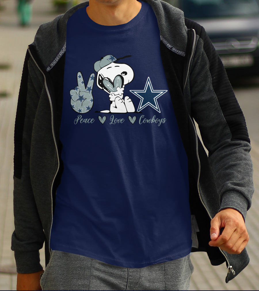 Peace Love Cowboys Snoopy Dallas Cowboys T-Shirt