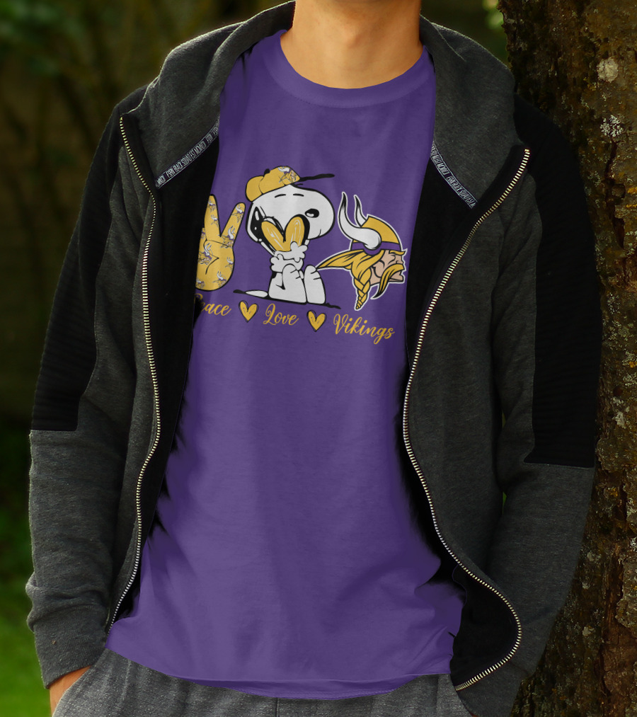 Peace Love Vikings Snoopy Minnesota T-Shirt