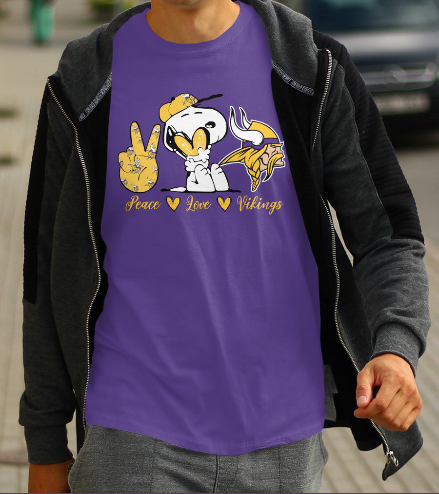 Peace Love Vikings Snoopy Minnesota T-Shirt