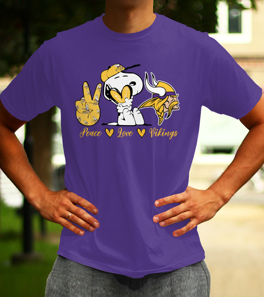 Peace Love Vikings Snoopy Minnesota T-Shirt