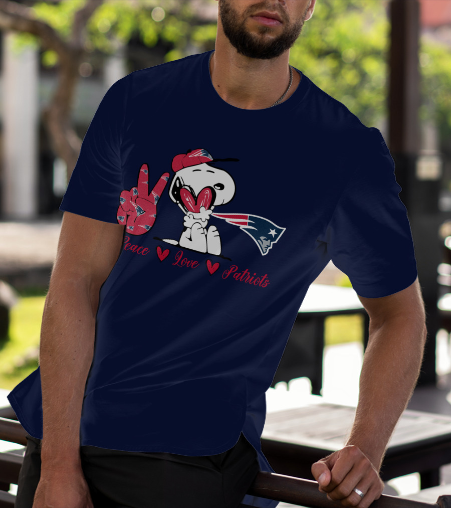 Peace Love Patriots Snoopy New England T-Shirt
