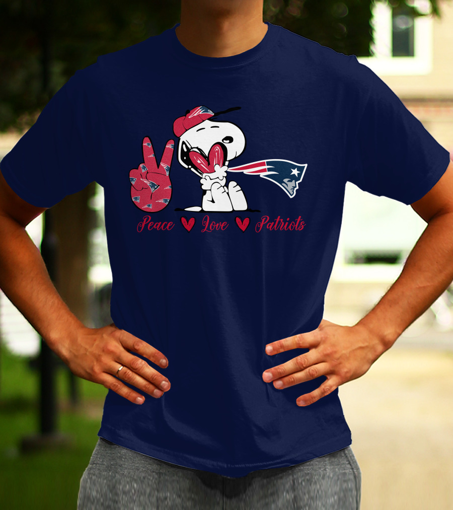 Peace Love Patriots Snoopy New England T-Shirt