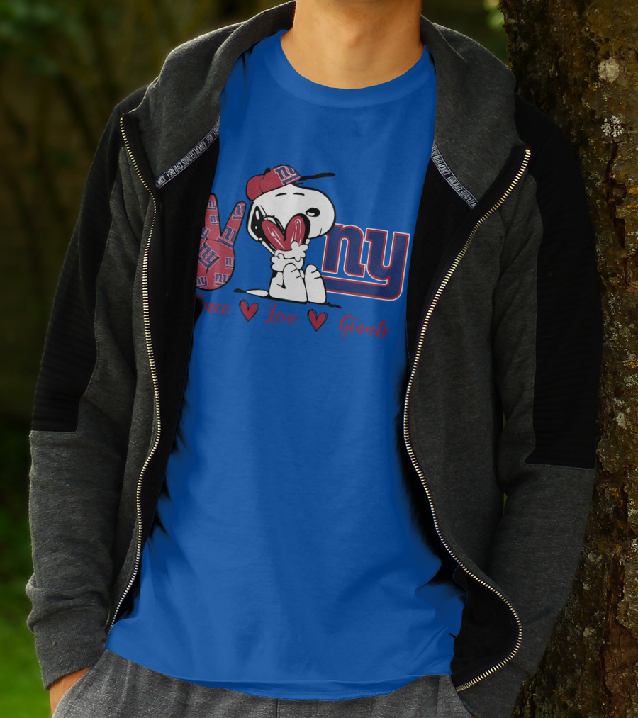 Peace Love New York Giants Snoopy Ny T-Shirt