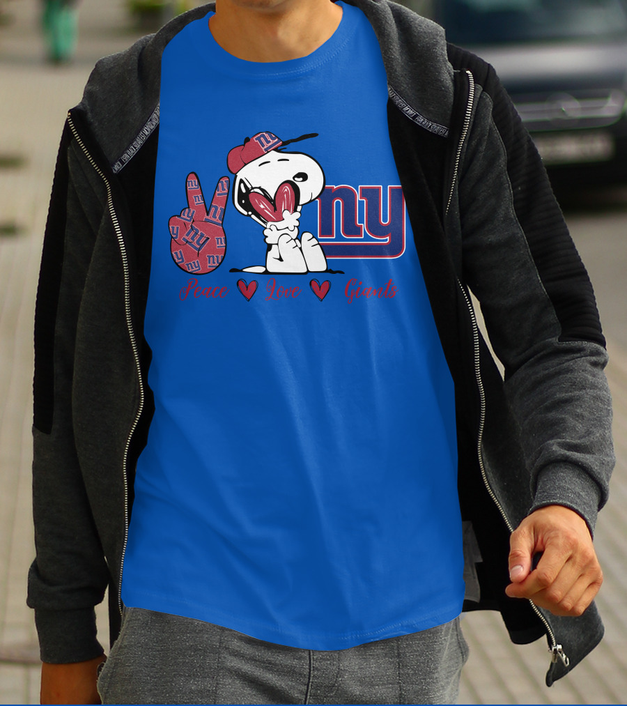 Peace Love New York Giants Snoopy Ny T-Shirt