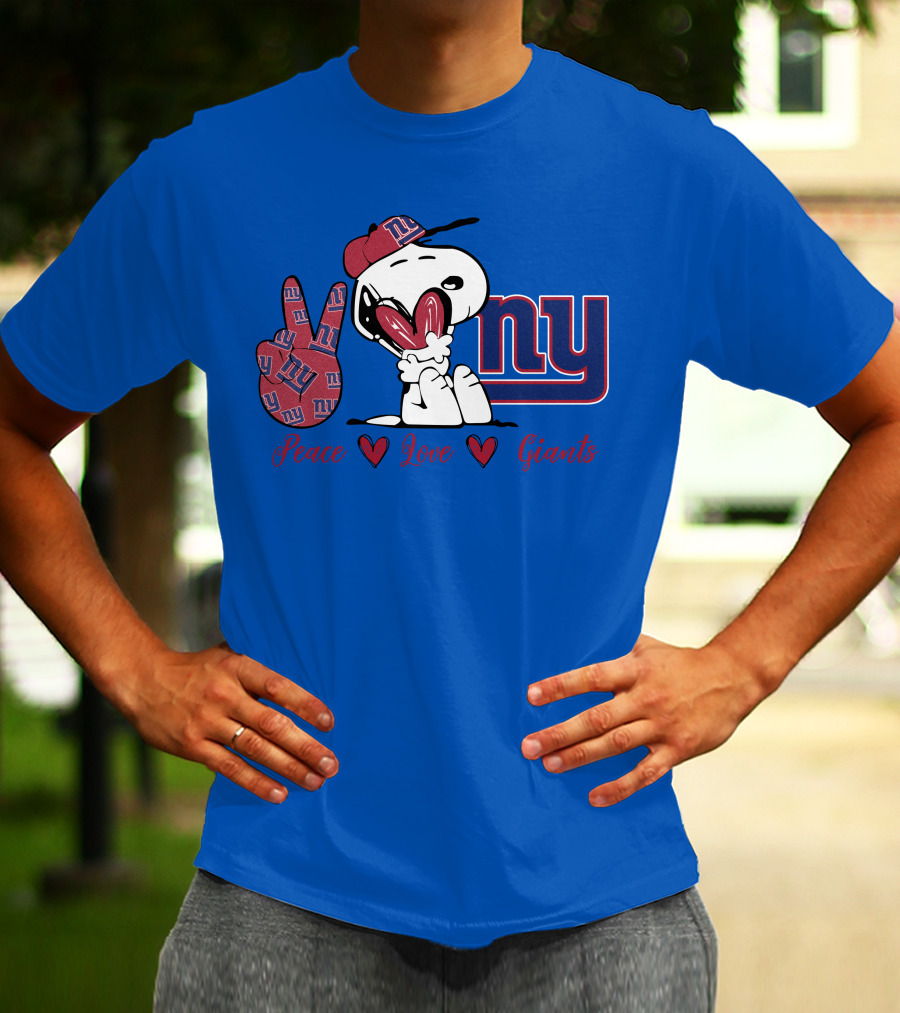 Peace Love New York Giants Snoopy Ny T-Shirt