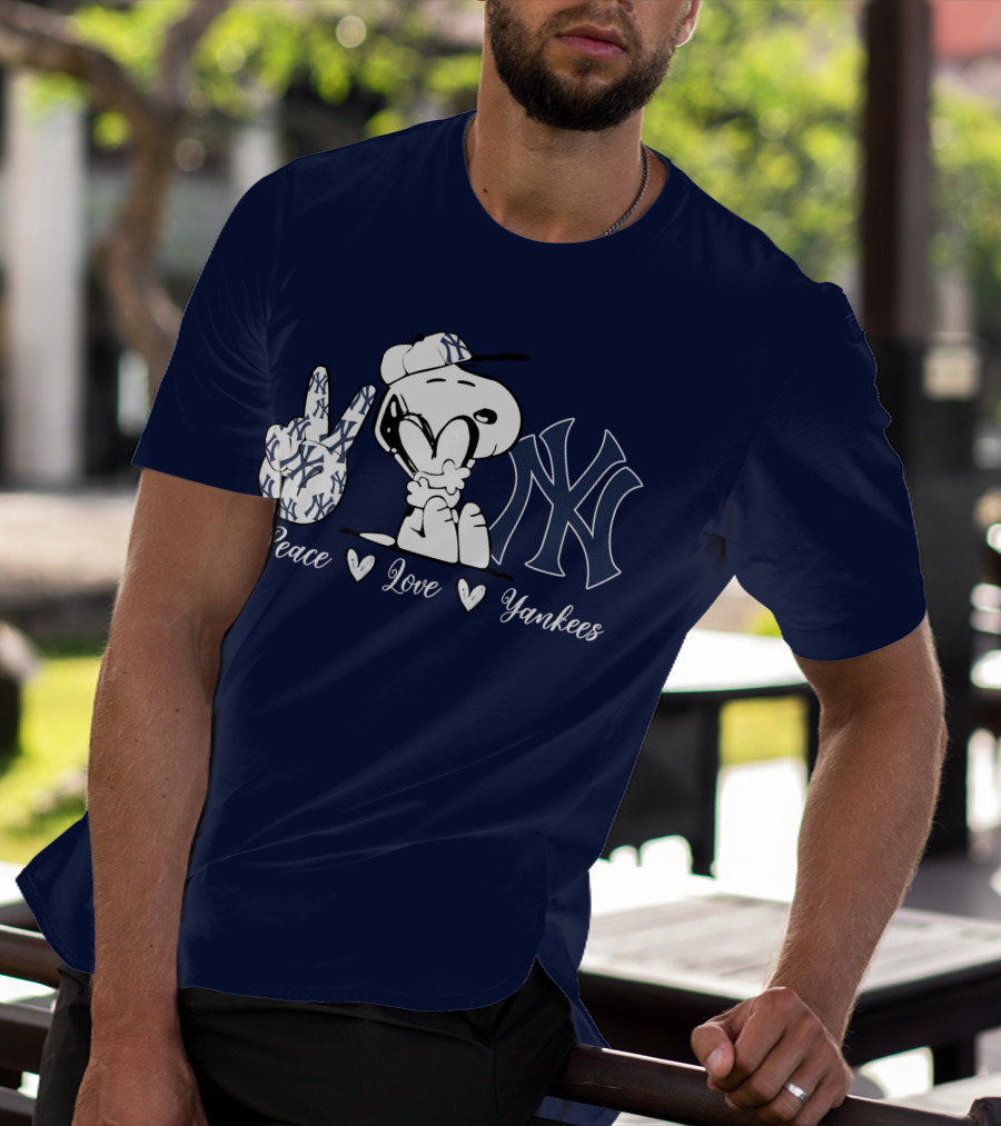 Peace Love Yankees Snoopy Ny Yankees T-Shirt
