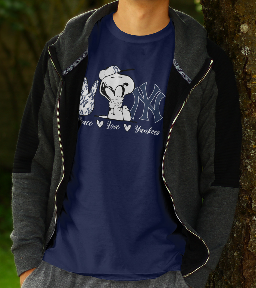 Peace Love Yankees Snoopy Ny Yankees T-Shirt
