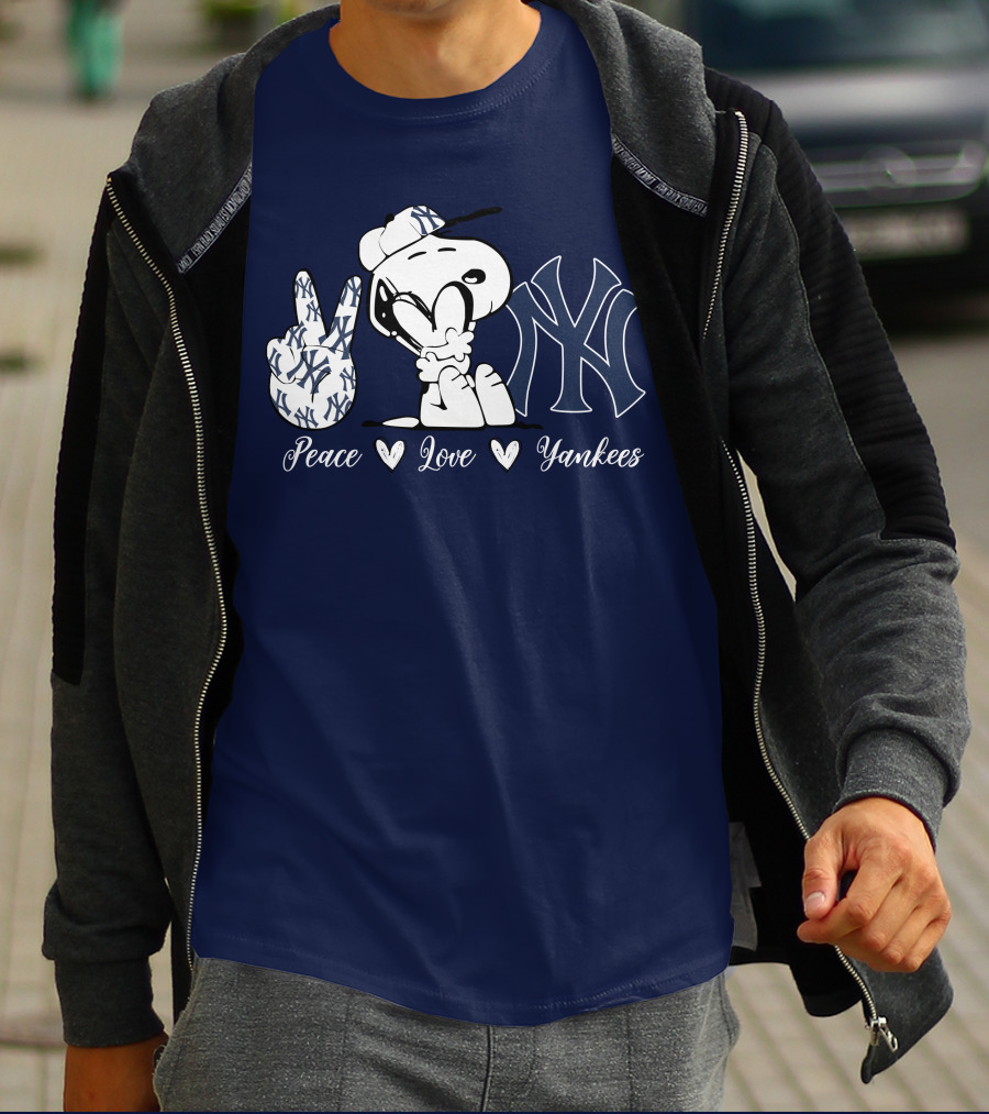 Peace Love Yankees Snoopy Ny Yankees T-Shirt