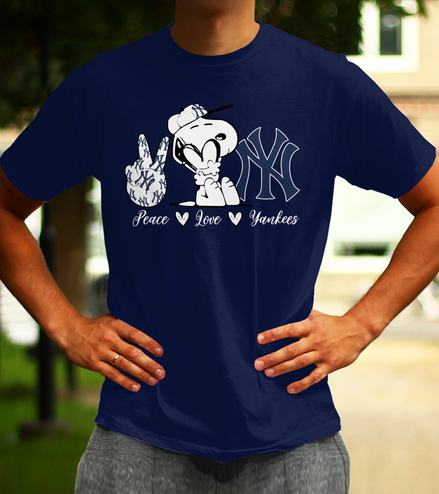 Peace Love Yankees Snoopy Ny Yankees T-Shirt
