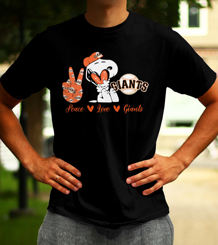 Peace Love Giants Snoopy Baseball Theme T-Shirt
