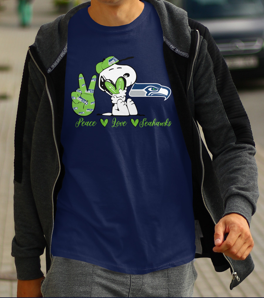 Snoopy Peace Love Seahawks T-Shirt