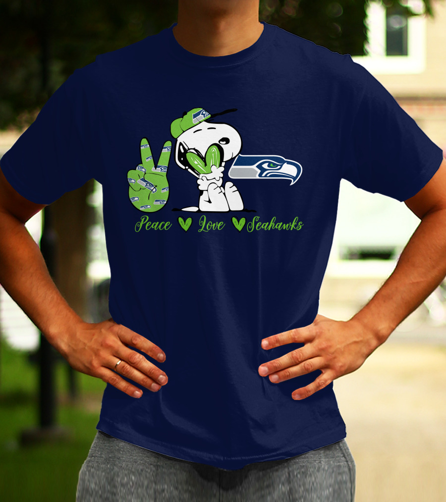 Snoopy Peace Love Seahawks T-Shirt