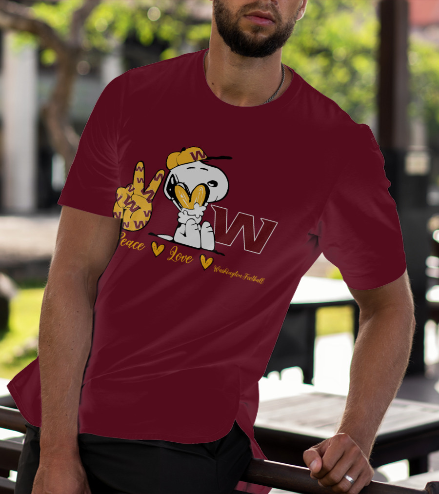 Peace Love Washington Football Snoopy W T-Shirt