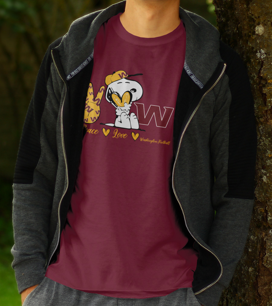 Peace Love Washington Football Snoopy W T-Shirt