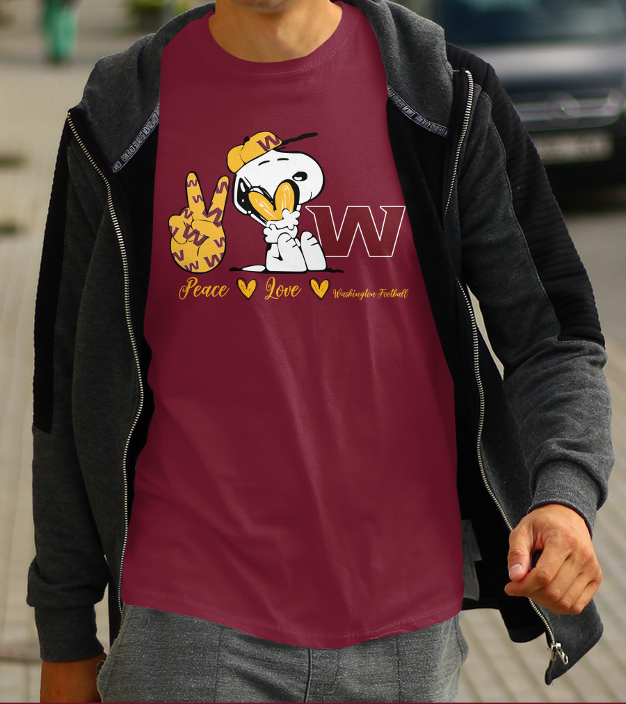 Peace Love Washington Football Snoopy W T-Shirt