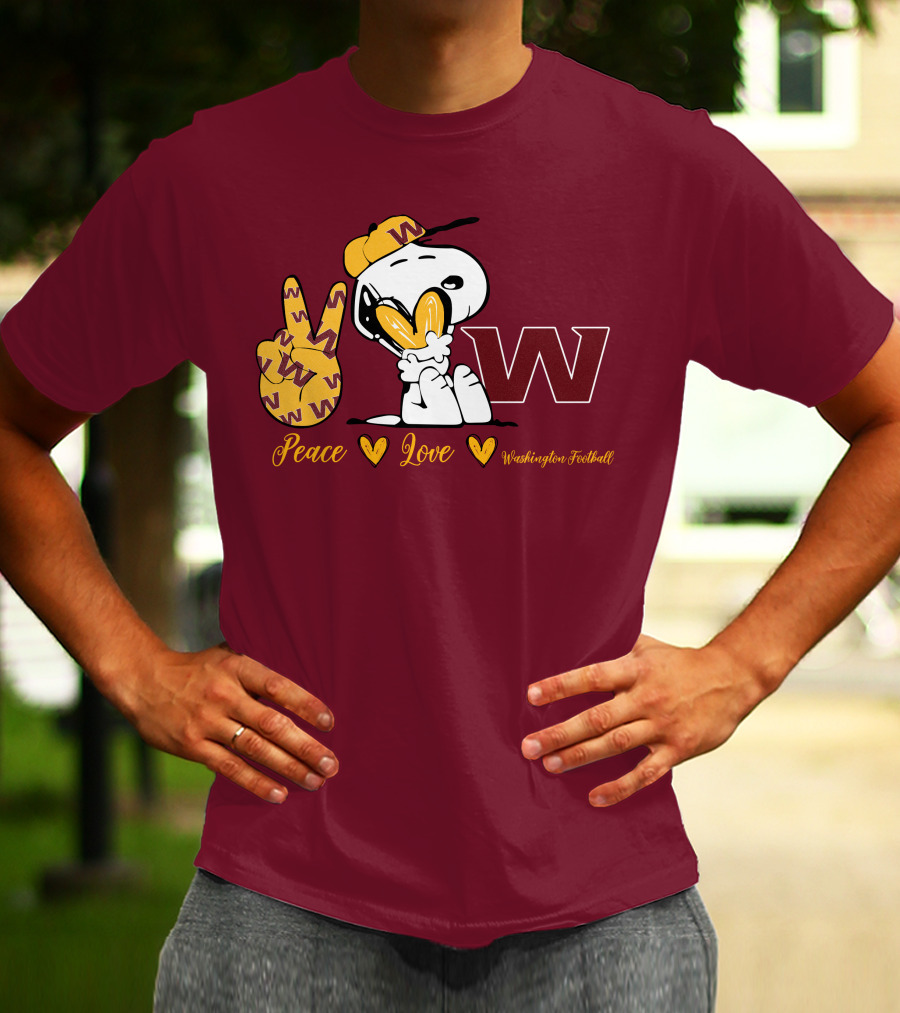 Peace Love Washington Football Snoopy W T-Shirt