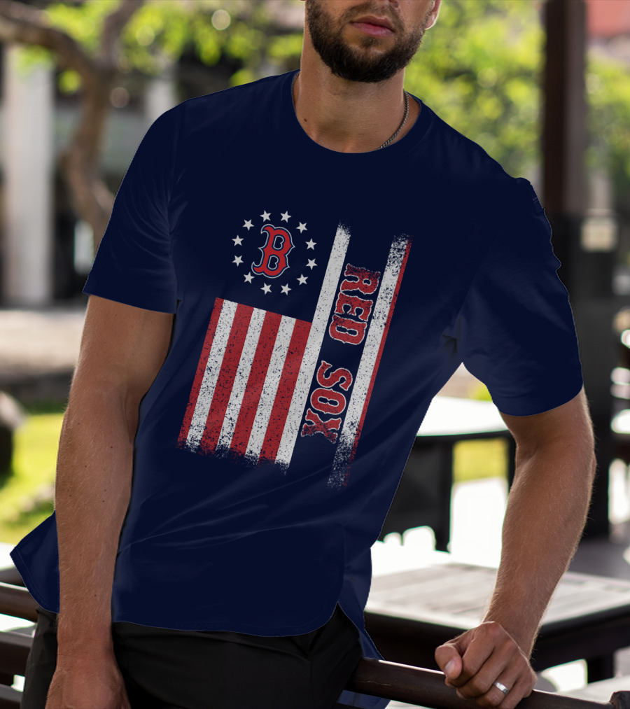 Boston Red Sox American Flag Stars And Stripes T-Shirt