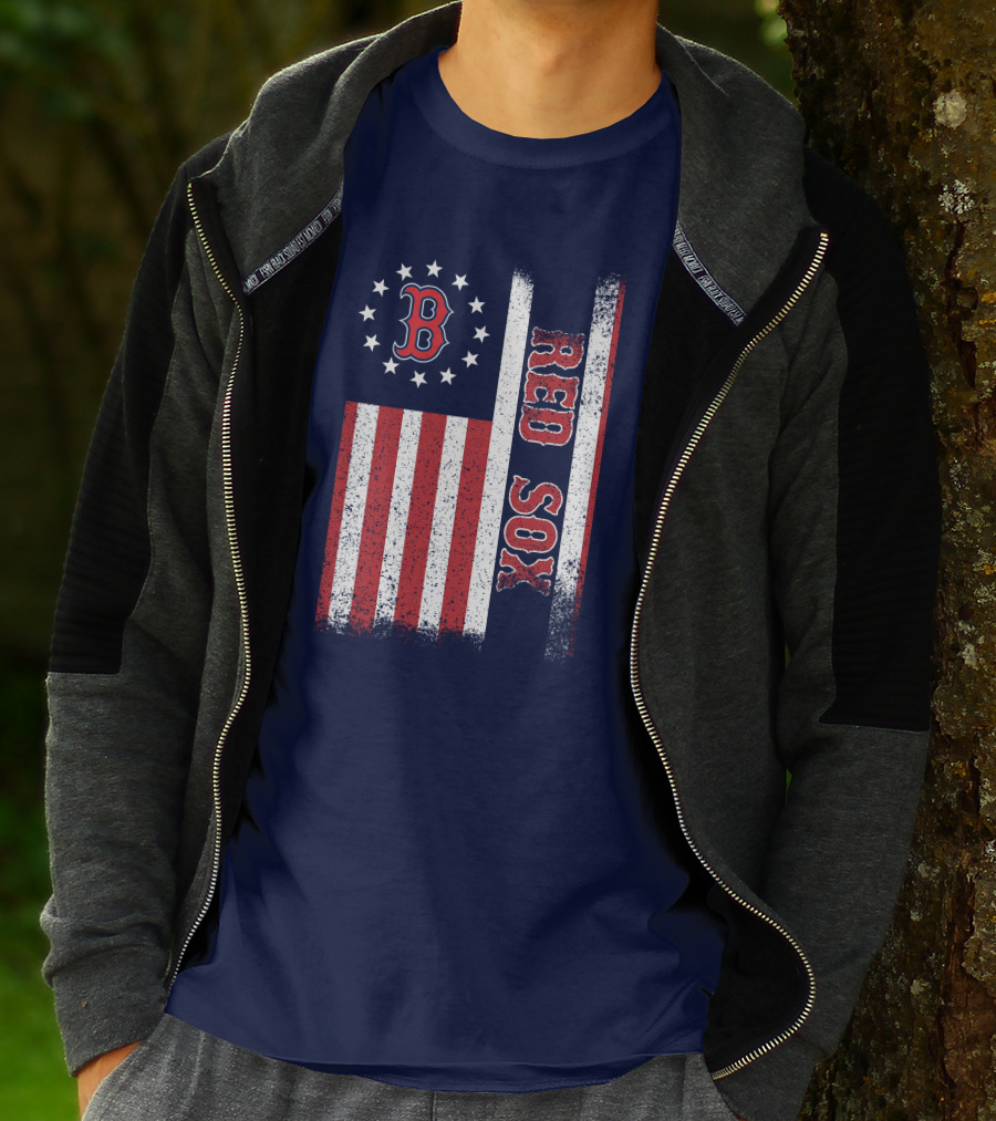 Boston Red Sox American Flag Stars And Stripes T-Shirt