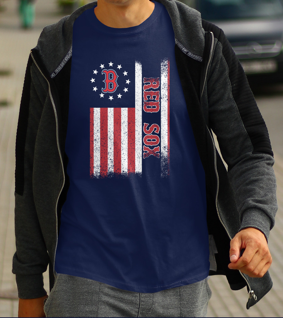 Boston Red Sox American Flag Stars And Stripes T-Shirt