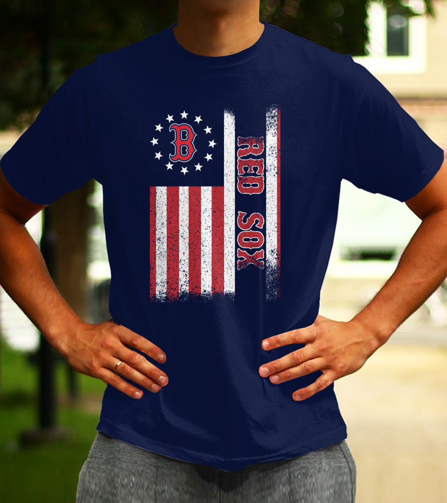 Boston Red Sox American Flag Stars And Stripes T-Shirt