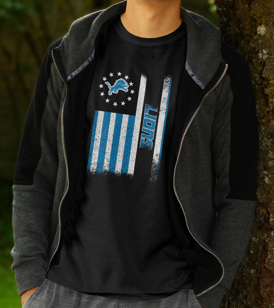 Detroit Lions American Flag Stars And Stripes T-Shirt