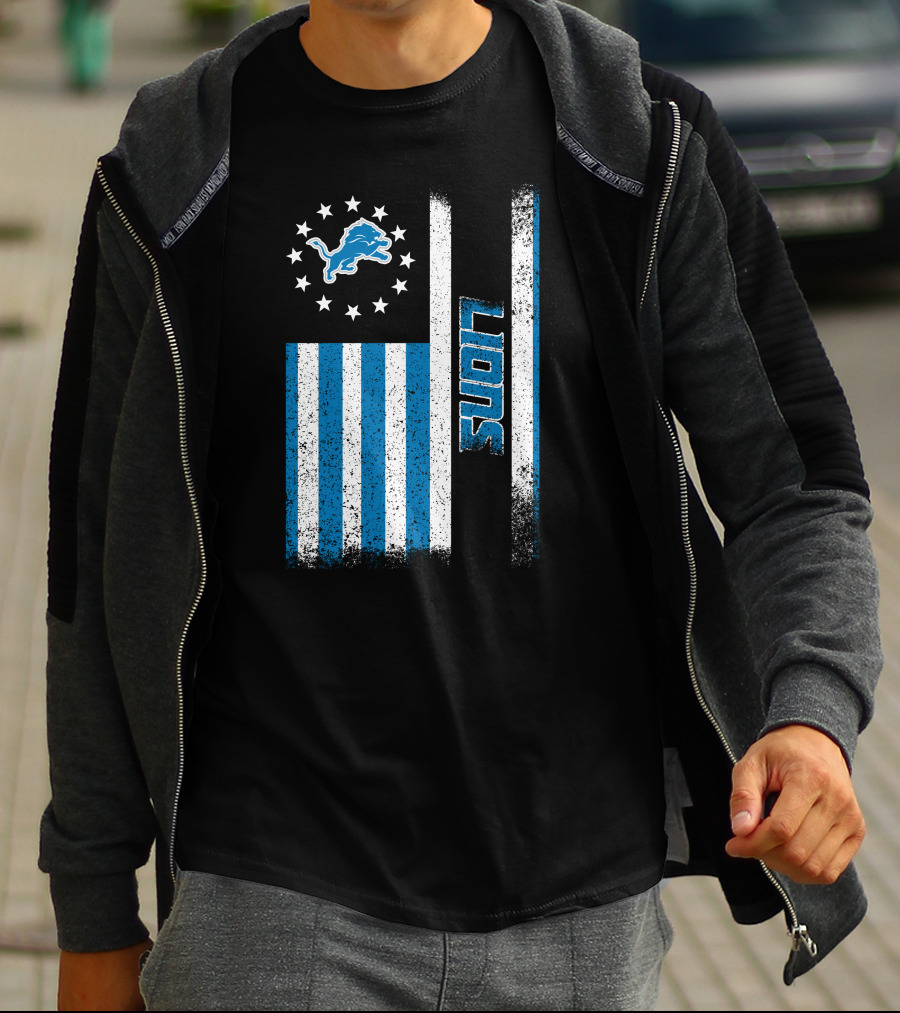 Detroit Lions American Flag Stars And Stripes T-Shirt