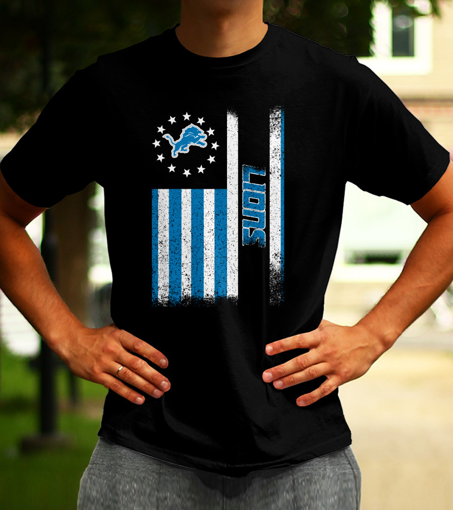 Detroit Lions American Flag Stars And Stripes T-Shirt