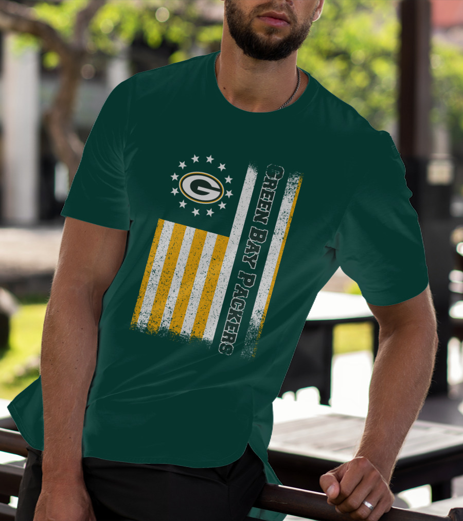 Green Bay Packers American Flag Stars Stripes T-Shirt