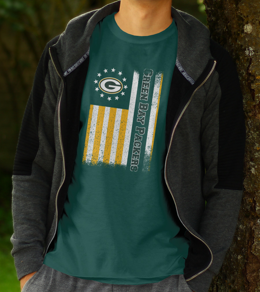 Green Bay Packers American Flag Stars Stripes T-Shirt