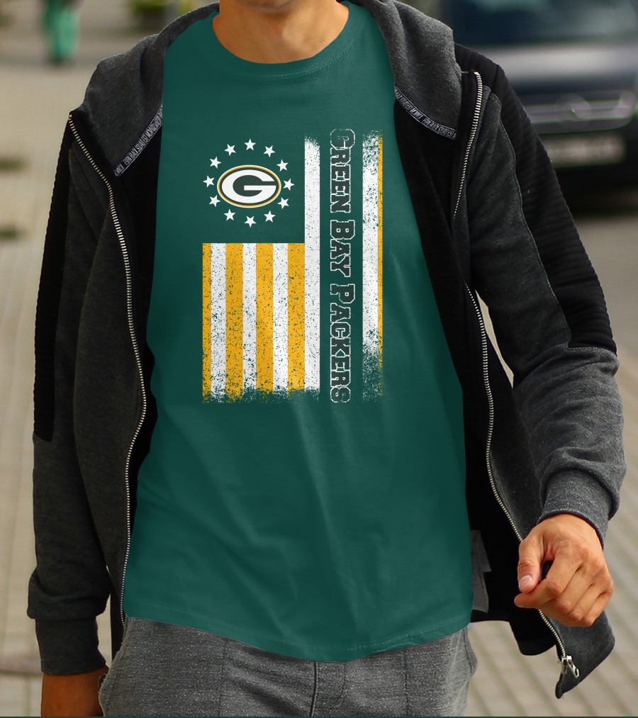 Green Bay Packers American Flag Stars Stripes T-Shirt