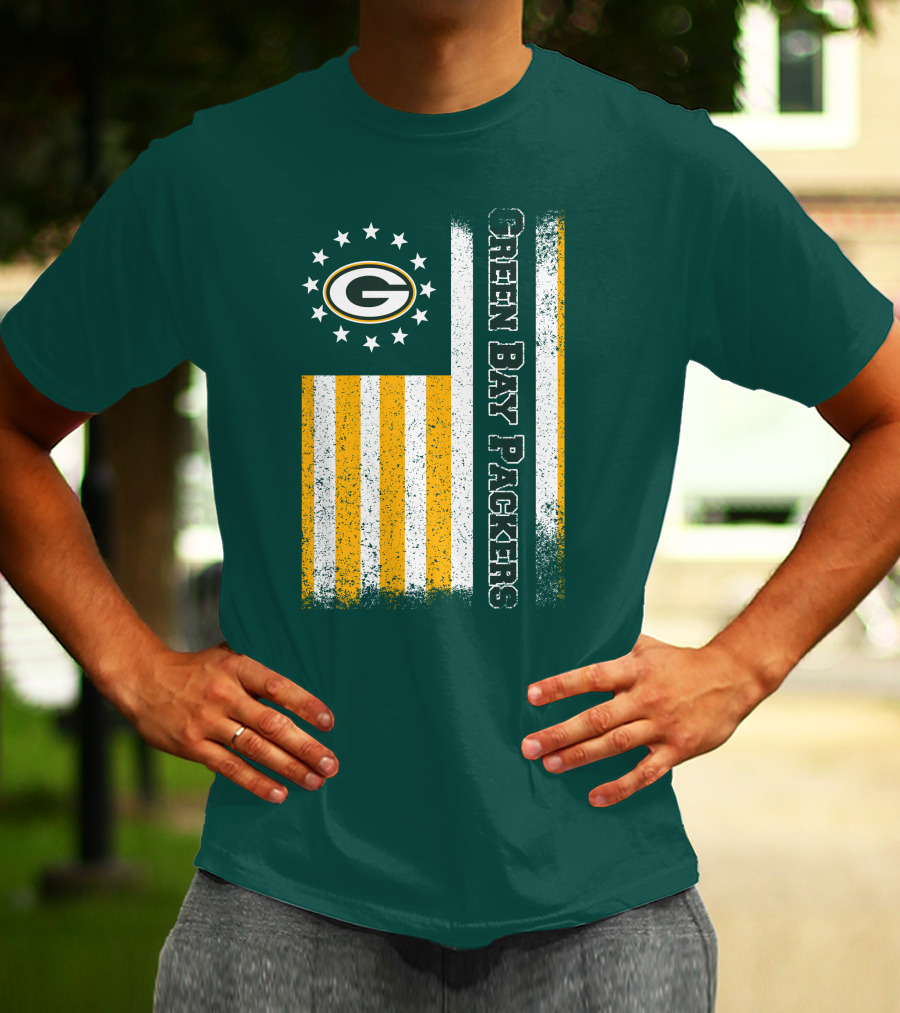 Green Bay Packers American Flag Stars Stripes T-Shirt