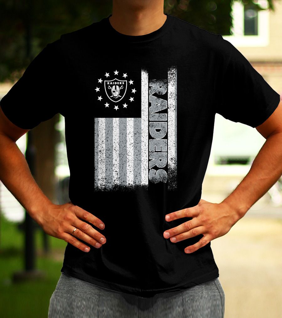 Las Vegas Raiders American Flag Stars And Stripes Logo Edition T-Shirt