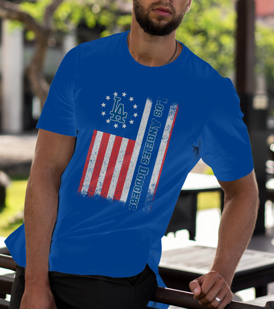Los Angeles Dodgers American Flag La Logo Patriotic Stars And Stripes T-Shirt