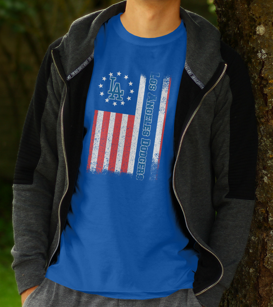 Los Angeles Dodgers American Flag La Logo Patriotic Stars And Stripes T-Shirt