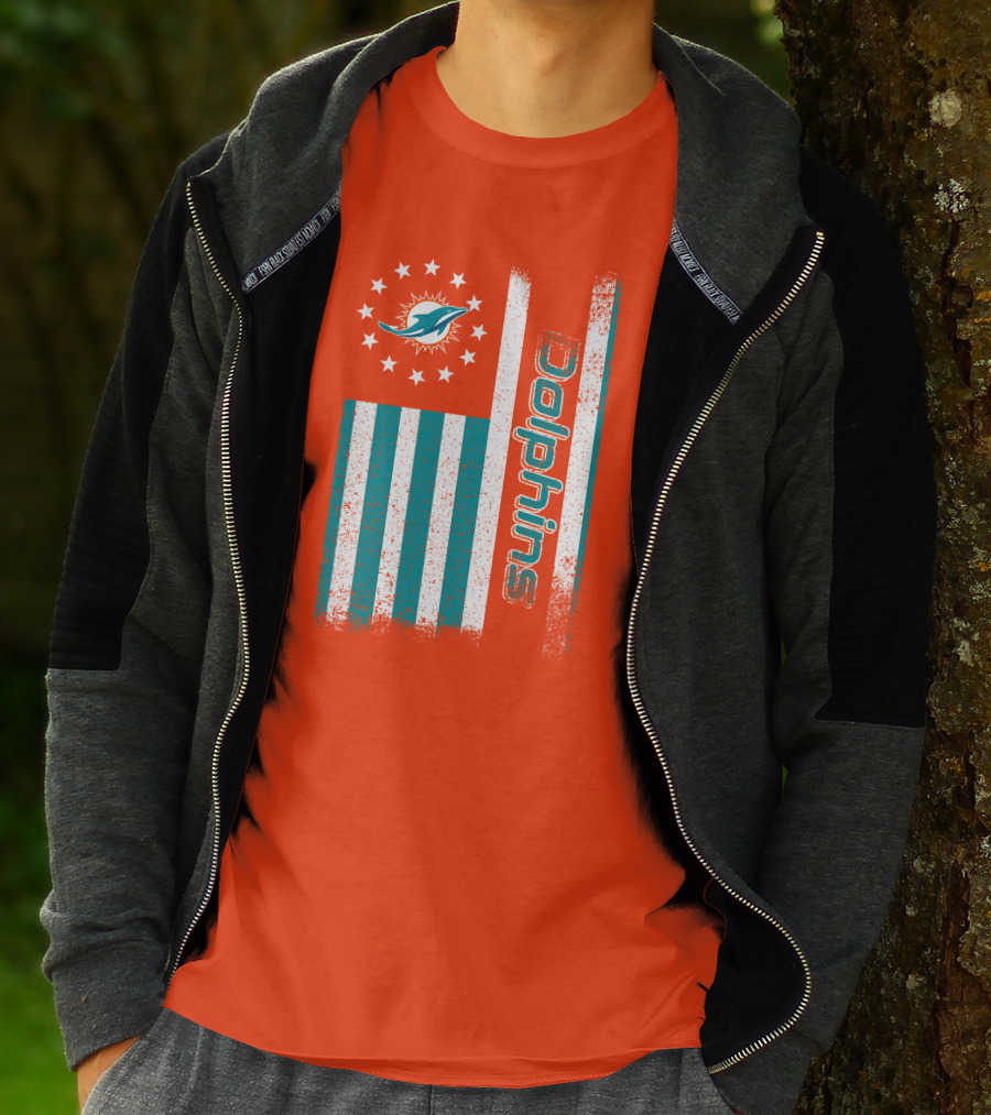Miami Dolphins American Flag Dolphins Logo Stars T-Shirt