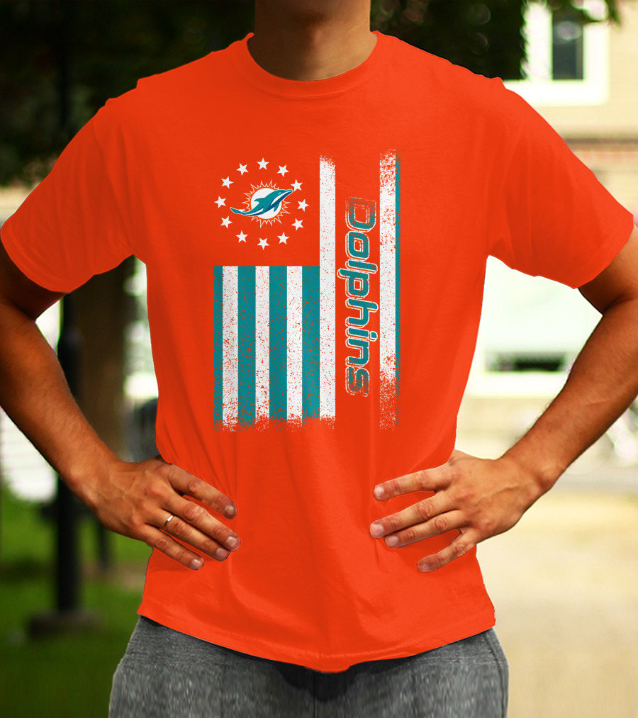Miami Dolphins American Flag Dolphins Logo Stars T-Shirt