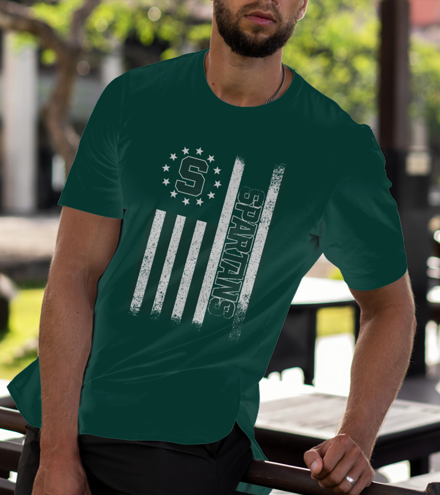 Michigan State Spartans S Logo Flag T-Shirt