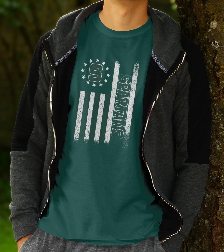 Michigan State Spartans S Logo Flag T-Shirt