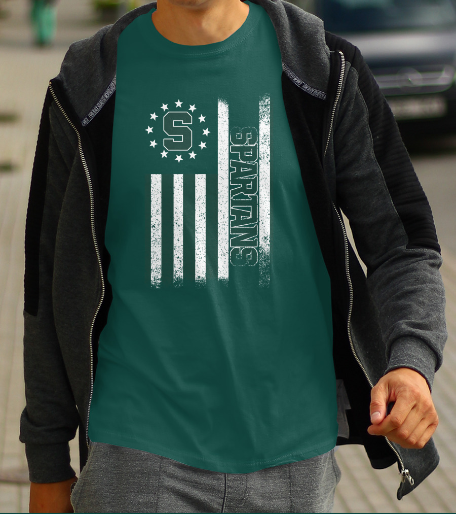 Michigan State Spartans S Logo Flag T-Shirt
