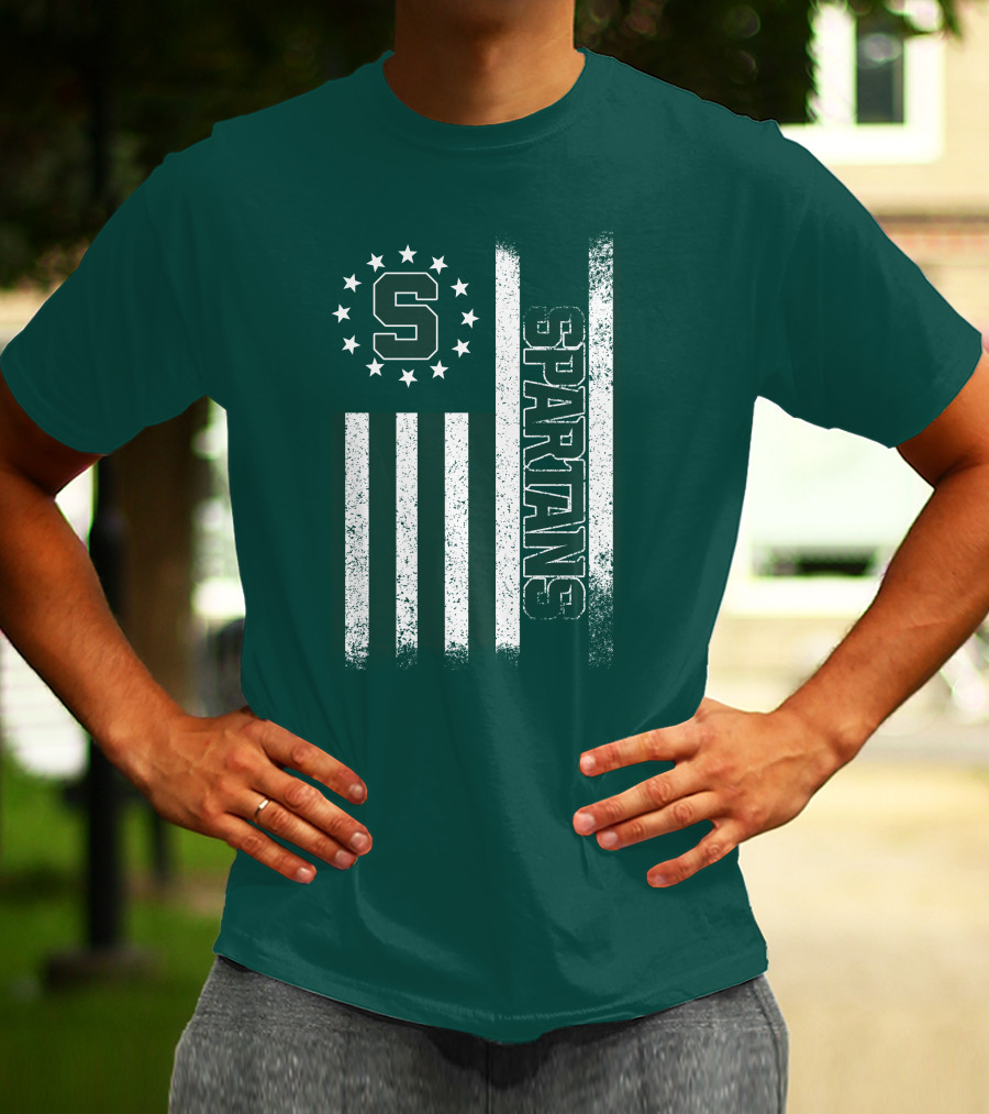 Michigan State Spartans S Logo Flag T-Shirt